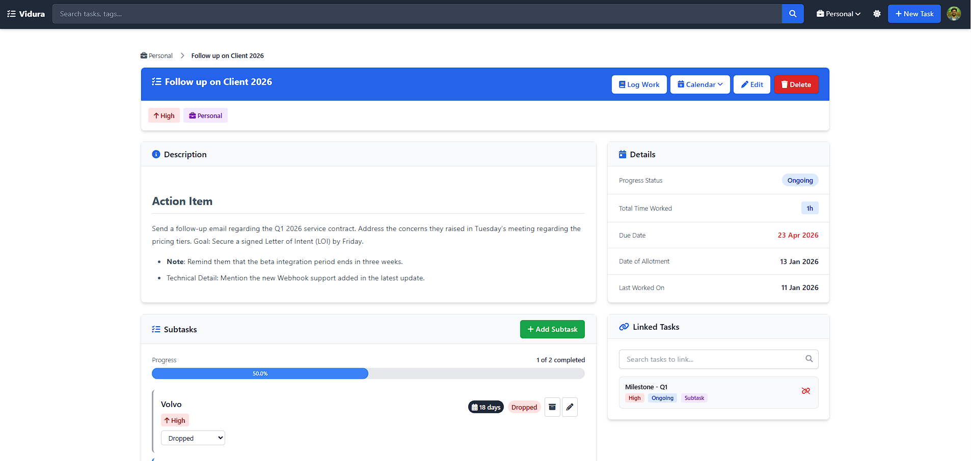 Granular Task Detail